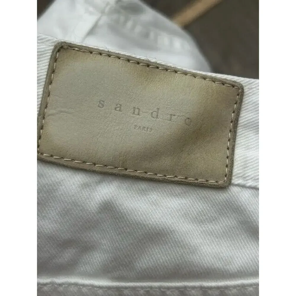 Sandro Paris Womens Droit Jeans Slim Straight Leg Button Fly Denim White Size 32